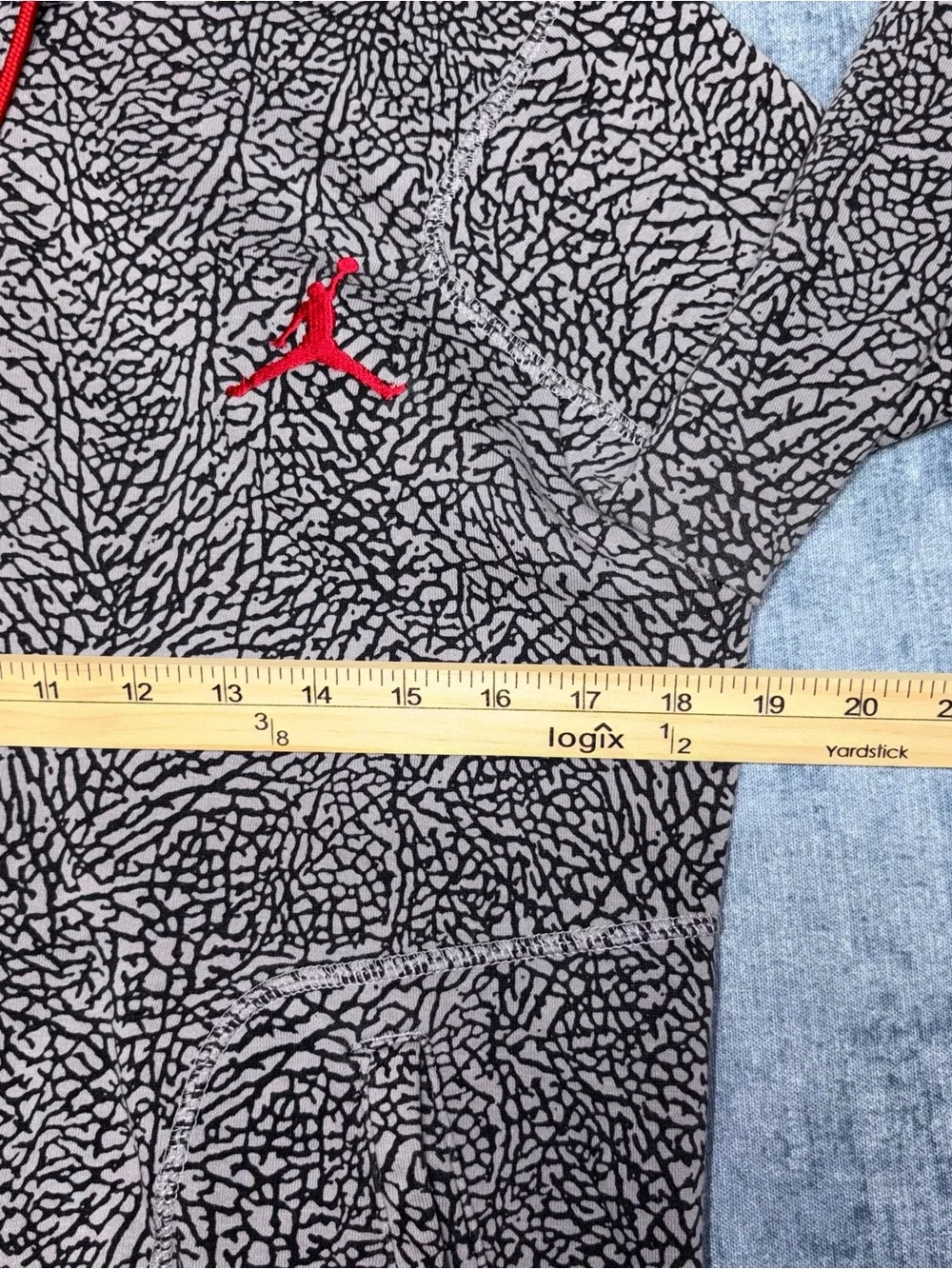 Jordan Elephant Print Y2k Full Zip Hoodie Grey Black Red Jumpman Mens Small